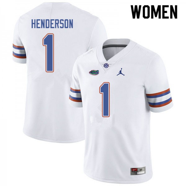 Jordan Brand Women #1 CJ Henderson Florida Gators College Football Jerseys White